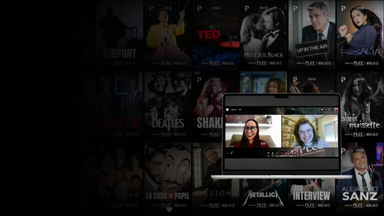 Plataforma de idiomas com streaming de filmes para aprender inglês e espanhol.