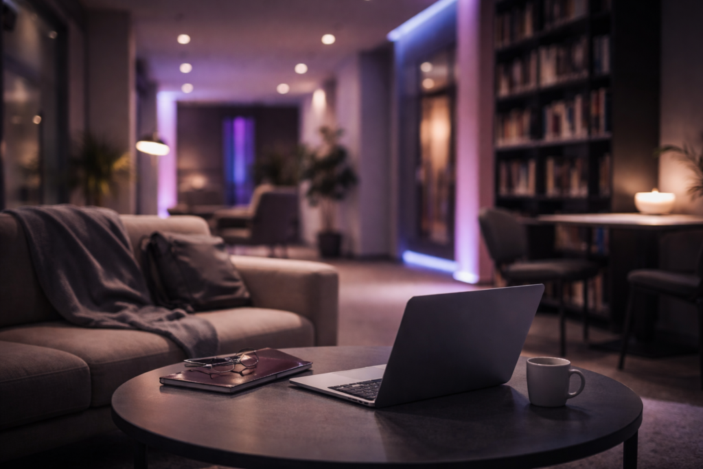 Espaço confortável para praticar inglês ou espanhol